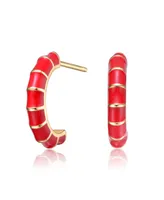 Gigi Girl Kids 14k Yellow Gold Plated Enamel Seashell Half C-Hoop Earrings