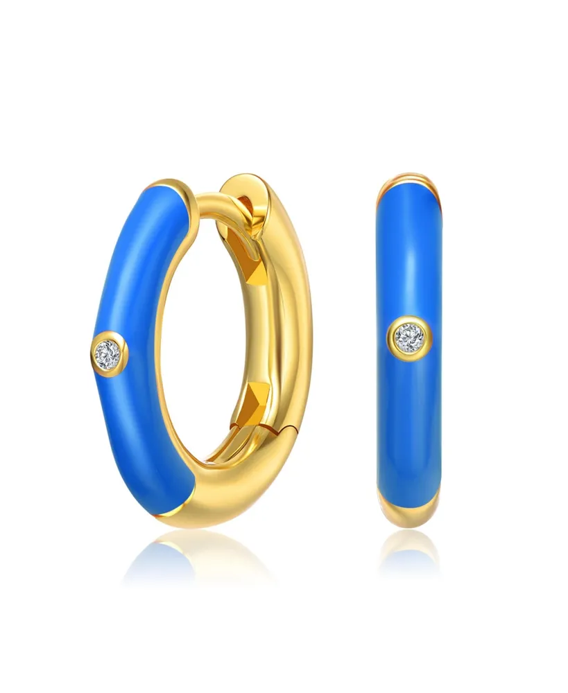 Gigi Girl Kid's 14k Gold Plated Enamel & Cubic Zirconia Hoop Earrings