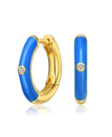 Gigi Girl Kid's 14k Gold Plated Enamel & Cubic Zirconia Hoop Earrings