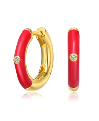 Gigi Girl Kid's 14k Gold Plated Enamel & Cubic Zirconia Hoop Earrings