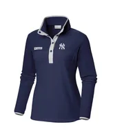 Women's Columbia Navy New York Yankees Benton Springs Half-Snap Sweatshirt