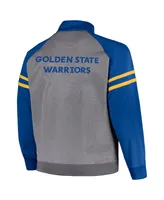 Men's Fanatics Royal, Heather Gray Golden State Warriors Big and Tall Pieced Stripe Raglan Full-Zip Track Jacket