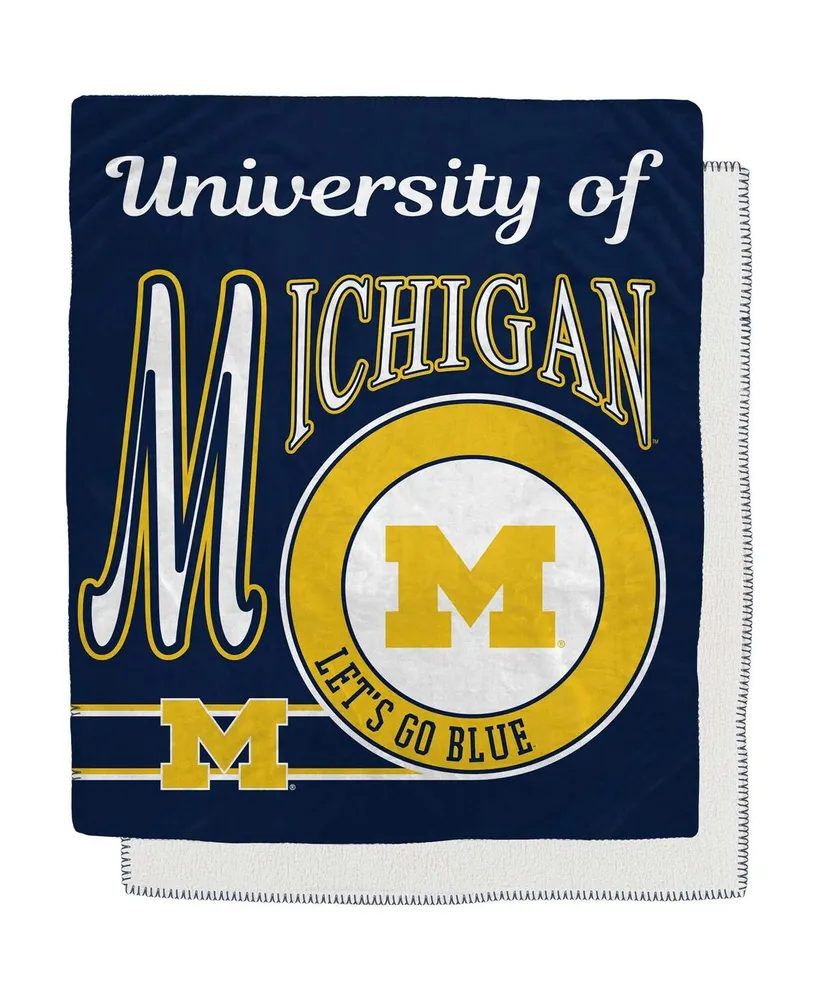 Michigan Wolverines 50" x 60" Retro Emblem Flannel Fleece Sherpa Blanket