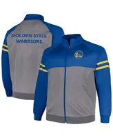 Men's Fanatics Royal, Heather Gray Golden State Warriors Big and Tall Pieced Stripe Raglan Full-Zip Track Jacket