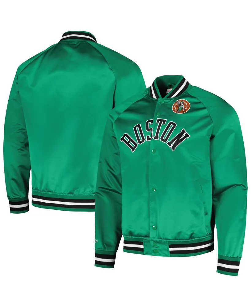 Men's Mitchell & Ness Kelly Green Boston Celtics Hardwood Classics Throwback Wordmark Raglan Full-Snap Jacket