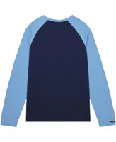 Men's Mitchell & Ness Navy North Carolina Tar Heels Legendary Slub Raglan Long Sleeve T-shirt