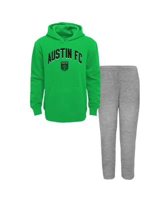 Big Boys Green, Gray Austin Fc Play-By-Play Pullover Fleece Hoodie and Pants Set