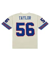 Men's Mitchell & Ness Lawrence Taylor Cream New York Giants Chainstitch Legacy Jersey