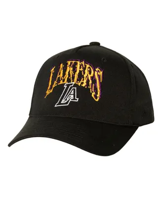 Men's Black Los Angeles Lakers Suga x Nba by Mitchell & Ness Capsule Collection Glitch Stretch Snapback Hat