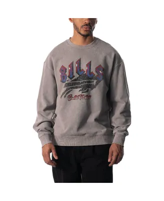 Men's and Women's The Wild Collective Gray Buffalo Bills Distressed Pullover Sweatshirt