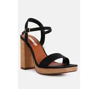 Buxor Woven Textured High Block Heeled Sandals