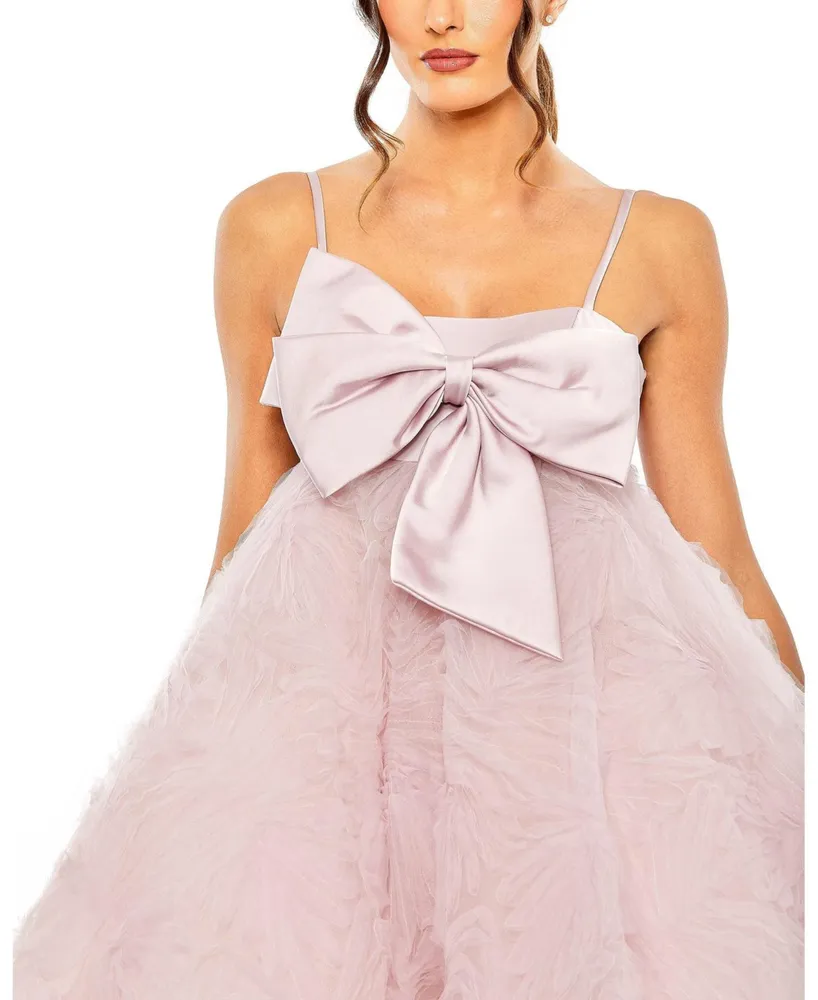 Mac Duggal Women's Bow Front Tulle Mini Dress