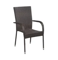 Stackable Patio Chairs pcs Poly Rattan Brown