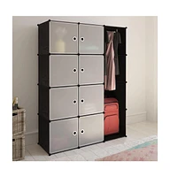 Modular Cabinet with 9 Compartments 14.6"x45.3"x59.1" Black and White