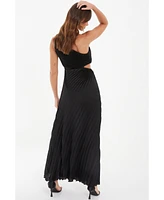 Quiz Women's One-Shoulder Cut Out Waist Pleated Maxi Dress