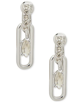 Anne Klein Silver-Tone Crystal Navette Linear Clip Earrings