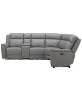 Addyson 117" 6-Pc. Leather Sectional with 2 Zero Gravity Recliners Power Headrests and 1 Console, Created for Macy's
