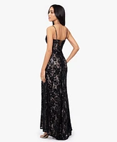 Blondie Nites Juniors' Sequined Lace Corset Gown