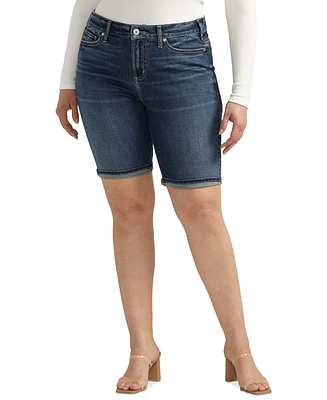 Silver Jeans Co. Plus Suki Luxe Stretch Mid Rise Curvy Fit Bermuda Short
