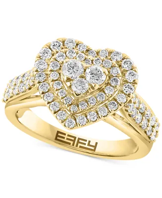 Effy Diamond Halo Cluster Heart Ring (1-1/20 ct. t.w.) in 14k Gold