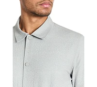 Kenneth Cole Men's 4-Way Stretch Water-Resistant Printed Seersucker Shirt Jacket