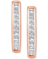 Diamond Princess Small Hoop Earrings (1 ct. t.w.) in 14k Rose Gold