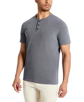 Kenneth Cole Men's 4-Way Stretch Heathered Stand-Collar Pique Henley