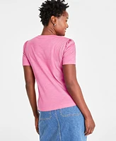 On 34th Women's Gathered-Sleeve Crewneck T-Shirt, Created for Macy's