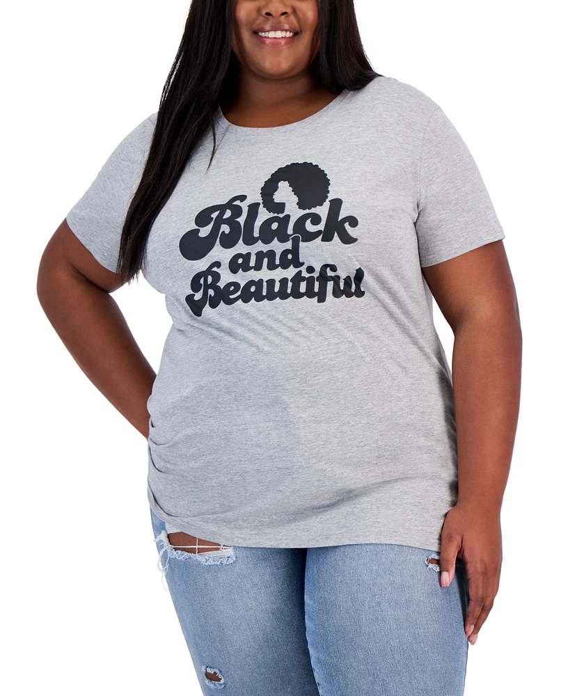 Hybrid Apparel Trendy Plus Black Beautiful Graphic T-Shirt