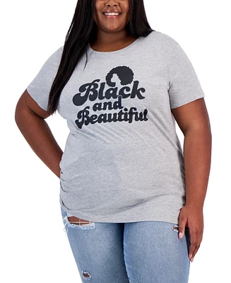 Hybrid Apparel Trendy Plus Black Beautiful Graphic T-Shirt
