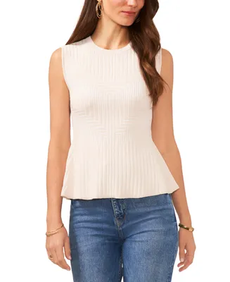 Vince Camuto Women's Plaited Ribbed Flared Hem Sweater Top