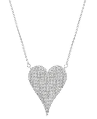 Diamond Pave Heart Pendant Necklace (1/2 ct. t.w.) in 14k White Gold, 16" + 2" extender