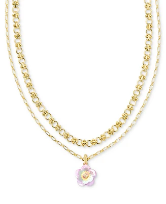 Kendra Scott 14k Gold-Plated Color Flower Layered Pendant Necklace, 16" + 3" extender