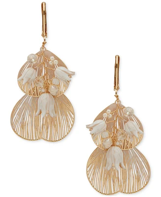 lonna & lilly Gold-Tone Bead & Flower Drop Earrings