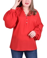 Ny Collection Plus Size Long Raglan-Sleeve Blouse