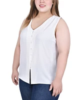 Ny Collection Plus Size Sleeveless Button Front Blouse