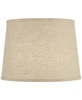Set of 2 Hardback Drum Lamp Shades Burlap Linen Medium 11" Top x 13" Bottom x 9.5" High Spider with Replacement Harp and Finial Fitting