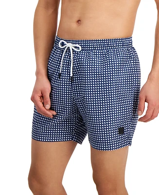 Boss by Hugo Men's Vibe Patterned 5.3" Swim Trunks, Created for Macy's