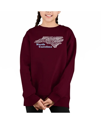 North Carolina - Big Girl's Word Art Crewneck Sweatshirt