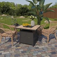 Mondawe 25"H x 28"W Square 40,000 Btu Auto-Ignition Propane Gas Firepit with Waterproof Cover