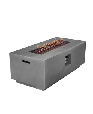 Mondawe 42" Rectangular Propane Fire Pit Table 50,000 Btu Heater with Included Waterproof Cover, Gray
