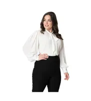 Unique Vintage Plus Long Sleeve Neck Tie Gwen Blouse