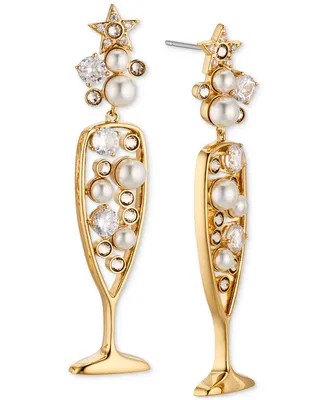 Ajoa by Nadri Crystal & Imitation Pearl Champagne Drop Earrings