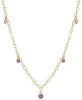 Amethyst Bezel Dangle Collar Necklace (3/4 ct. t.w.) in 14k Gold-Plated Silver, 16" + 2" extender