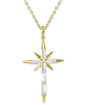Cubic Zirconia Baguette Star Cross 18" Pendant Necklace