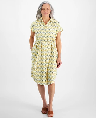 Style & Co Petite Flower Bunch Camp Shirt Dress, Created for Macy's