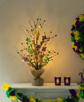 Glitzhome 21" H Lighted Mardi Gras Fleur-De-Lis Berry Table Tree