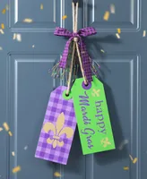 Glitzhome 25.5" H Happy Mardi Gras Day Wooden Bookmark Door Hanger