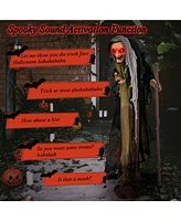 5 Ft Halloween Animated Standing Witch Life Size Decoration