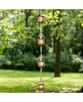 Marrgon Copper Rain Chain with Pot Style Cups for Gutter Downspout Replacement